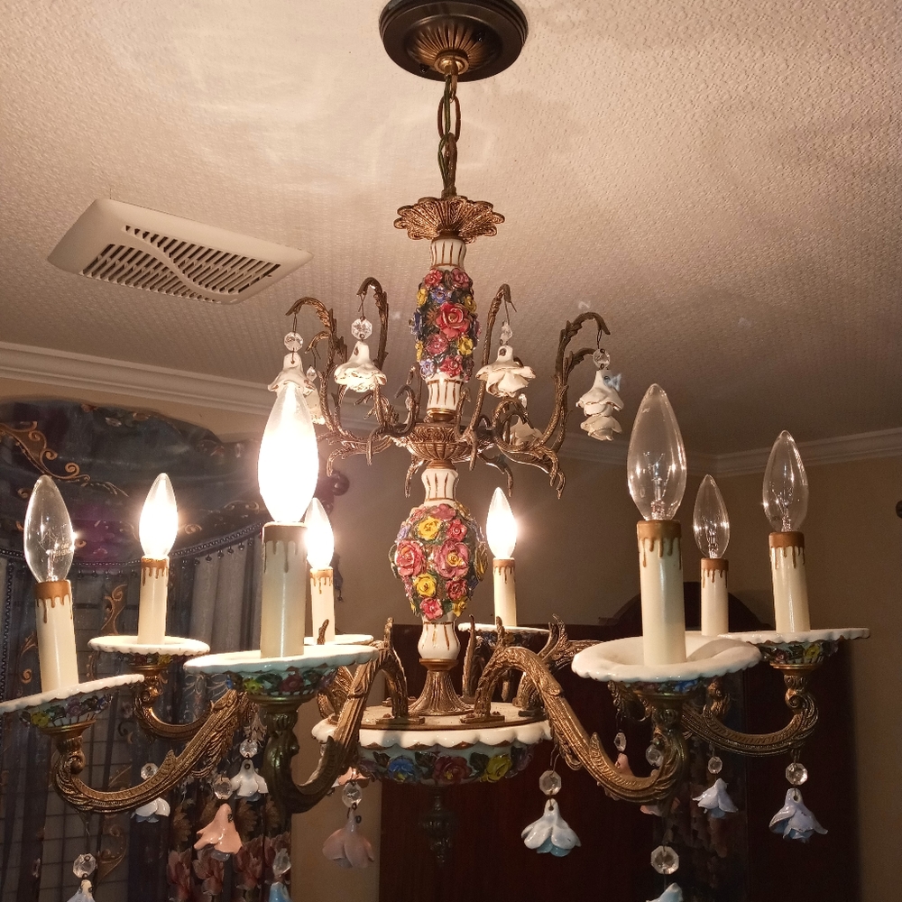 Rare Antique Italian Tole Chadelet